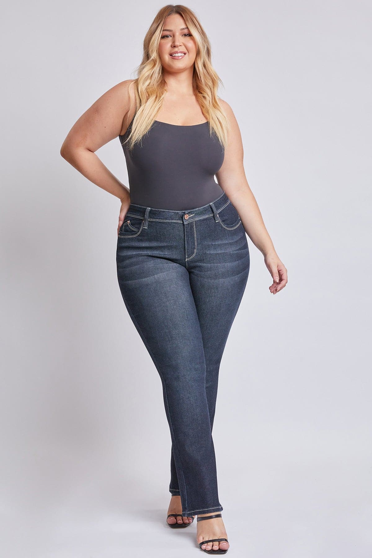 Plus Size Women's Sustainable WannaBettaButt Mid Rise Bootcut Jeans