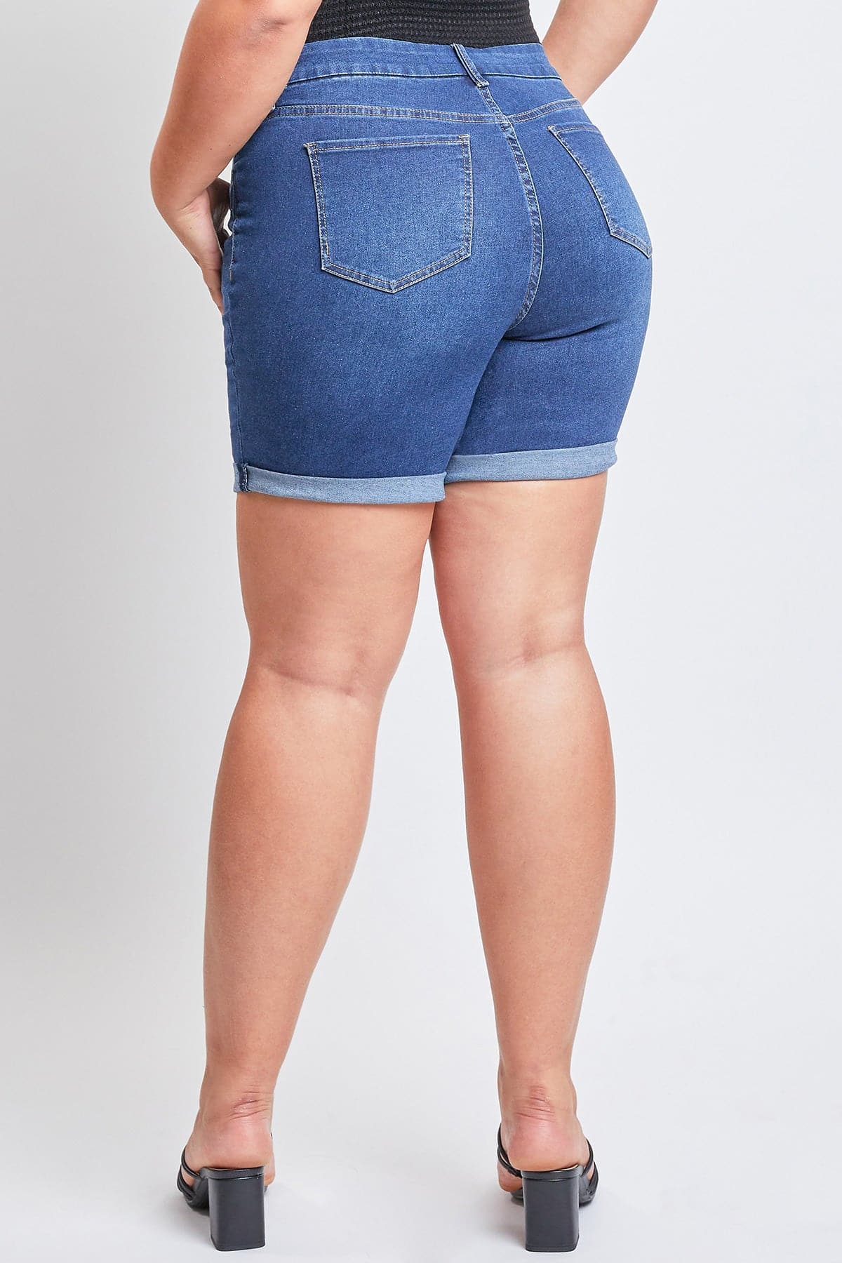Plus Size Women's Curvy Fit Shorts With Rolled Cuffs