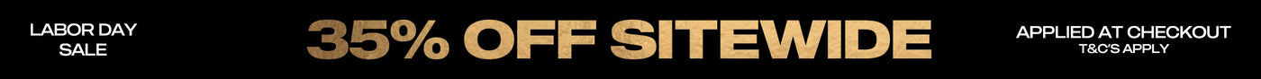 Black banner with gold text indicating a 35% off sitewide sale.