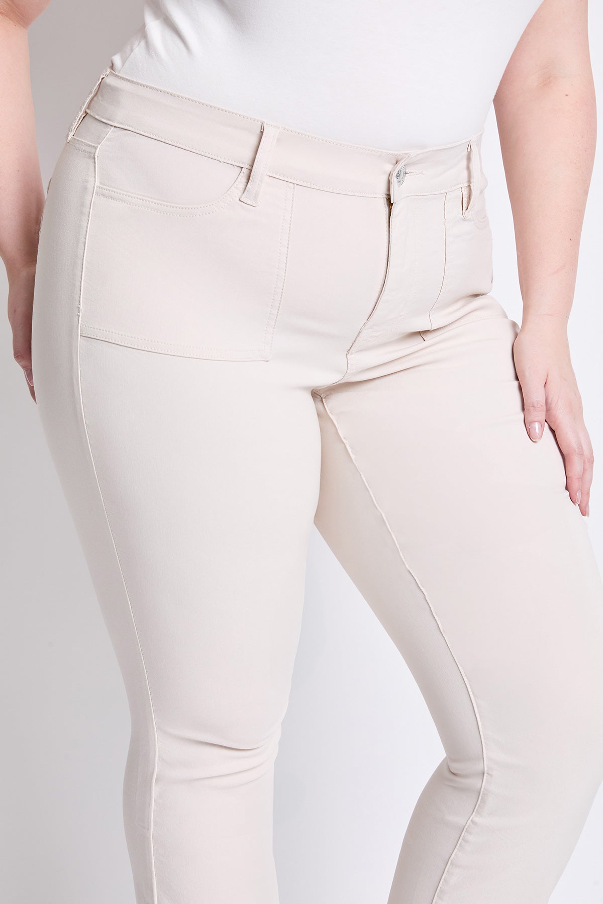 Women's Plus Hyperstretch Mid Rise Bootcut Pants, Ecru