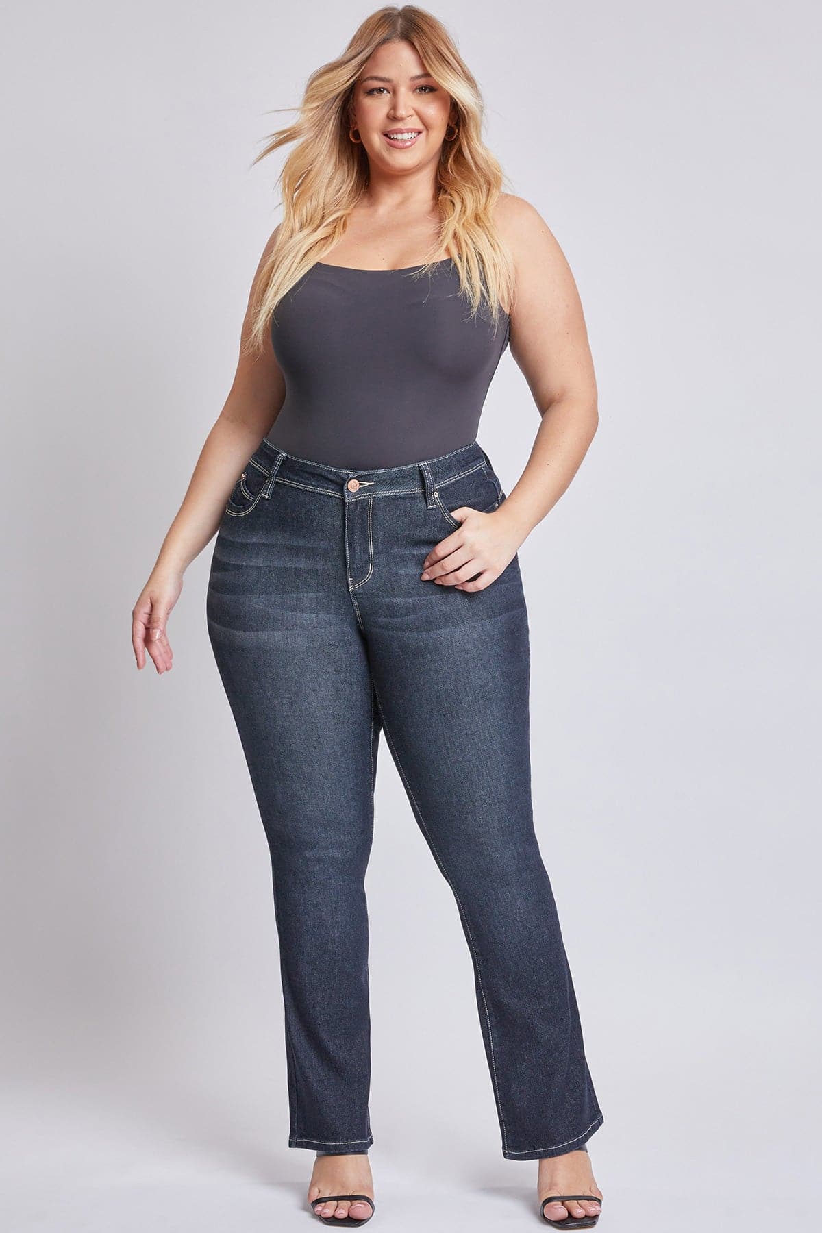 Plus Size Women's Sustainable WannaBettaButt Mid Rise Bootcut Jeans