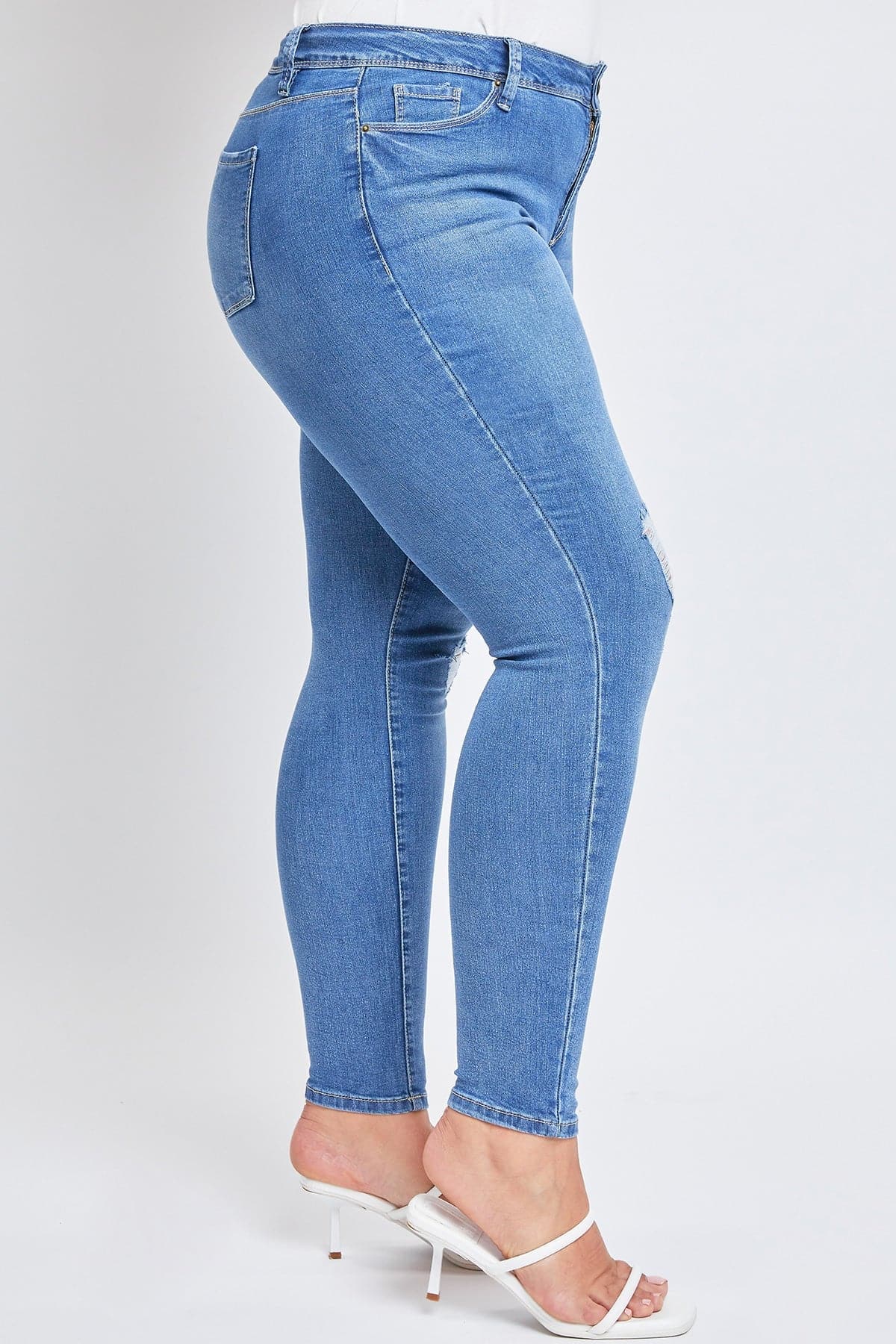 Plus Size Women's Essential Sustainable Distressed Skinny Jeans