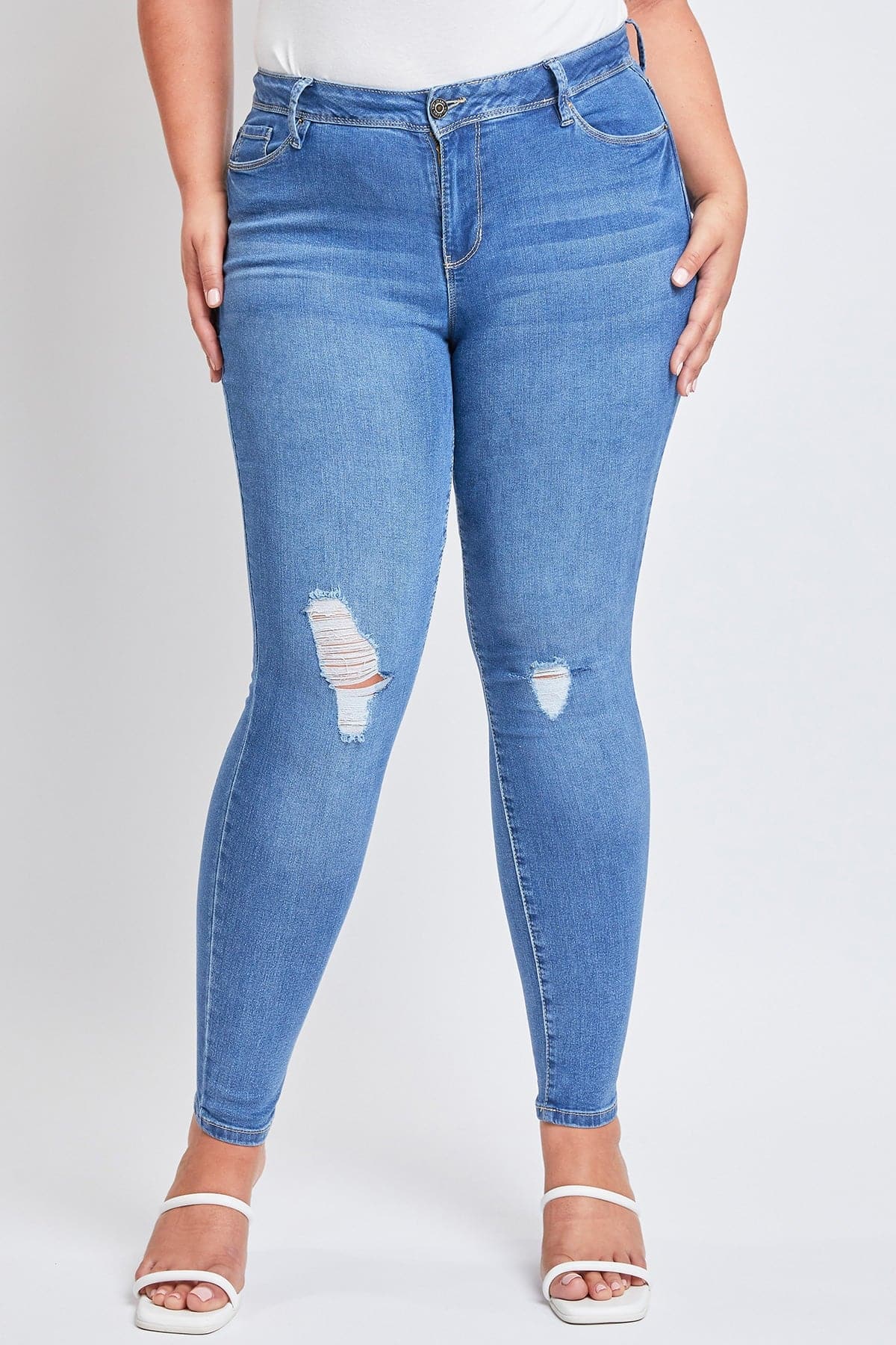 Plus Size Women's Essential Sustainable Distressed Skinny Jeans