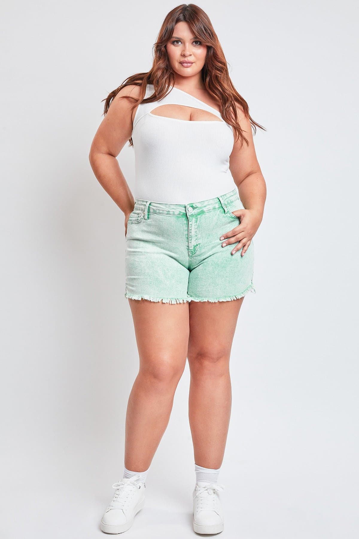 Plus Size Women's  80's Acid Wash Mom Shorts