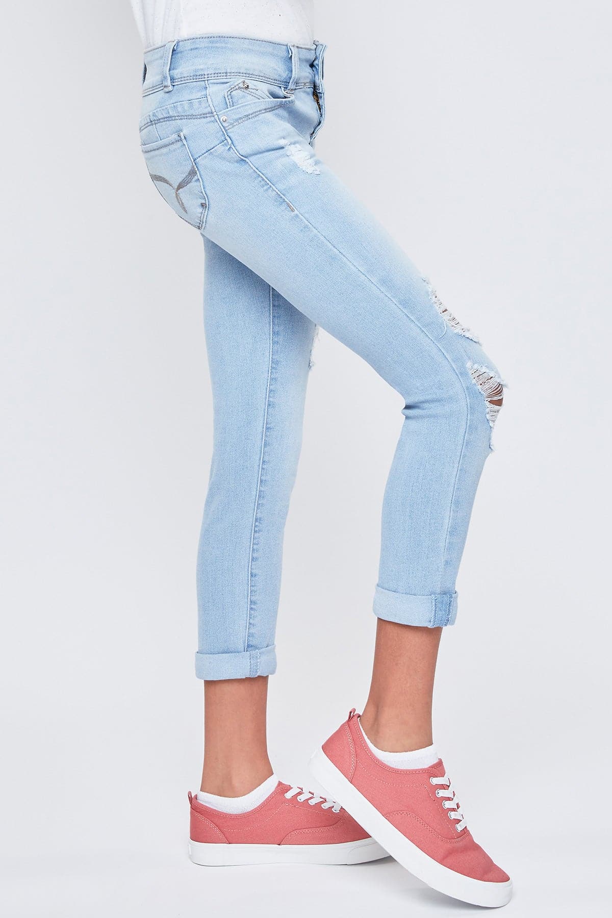 Girls Sustainable WannaBettaFit 2-Button Double Cuffed Skinny Jeans