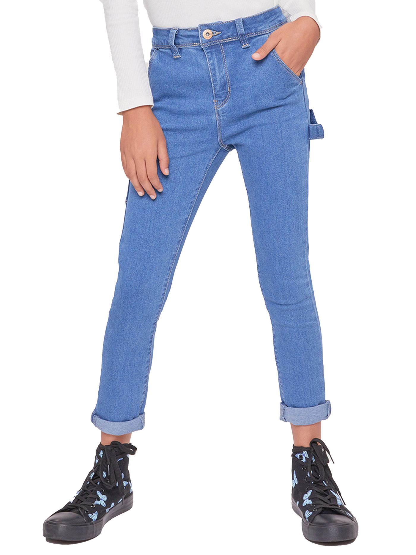 Girls Roll Cuff Carpenter Jeans