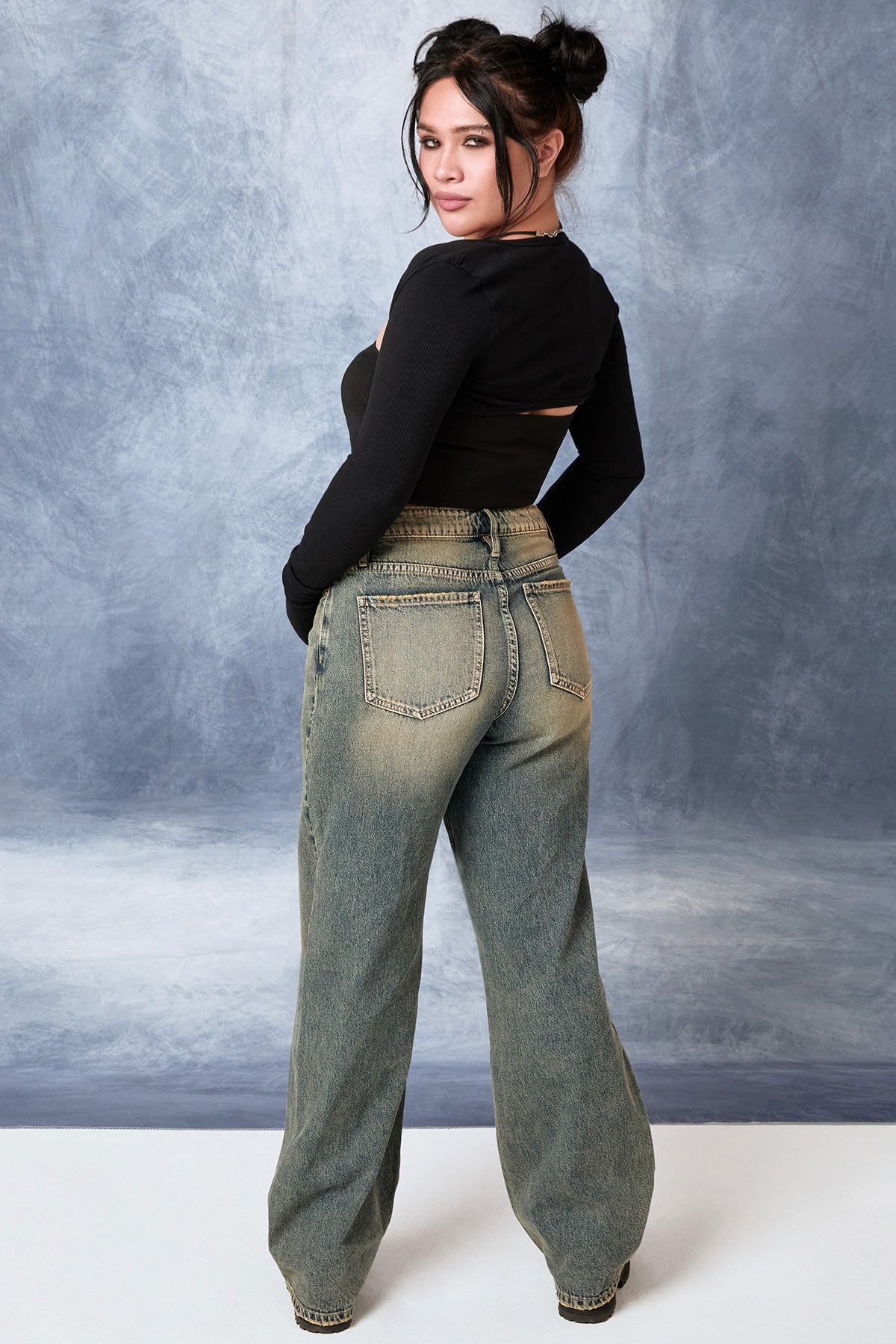 Women's Relaxed Wide Leg Rigid Denim Jeans