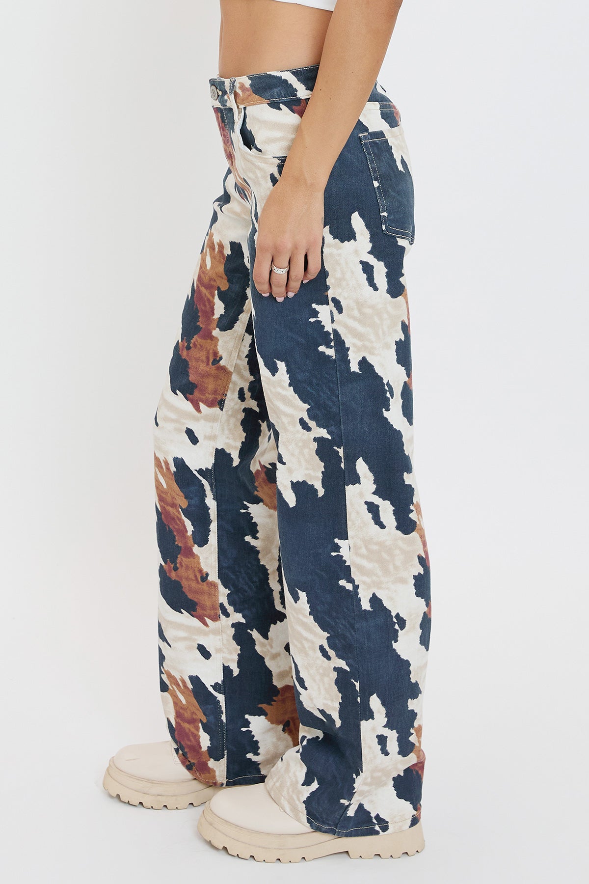 Women's Britney Printed Low Rise Wide Leg Jeans