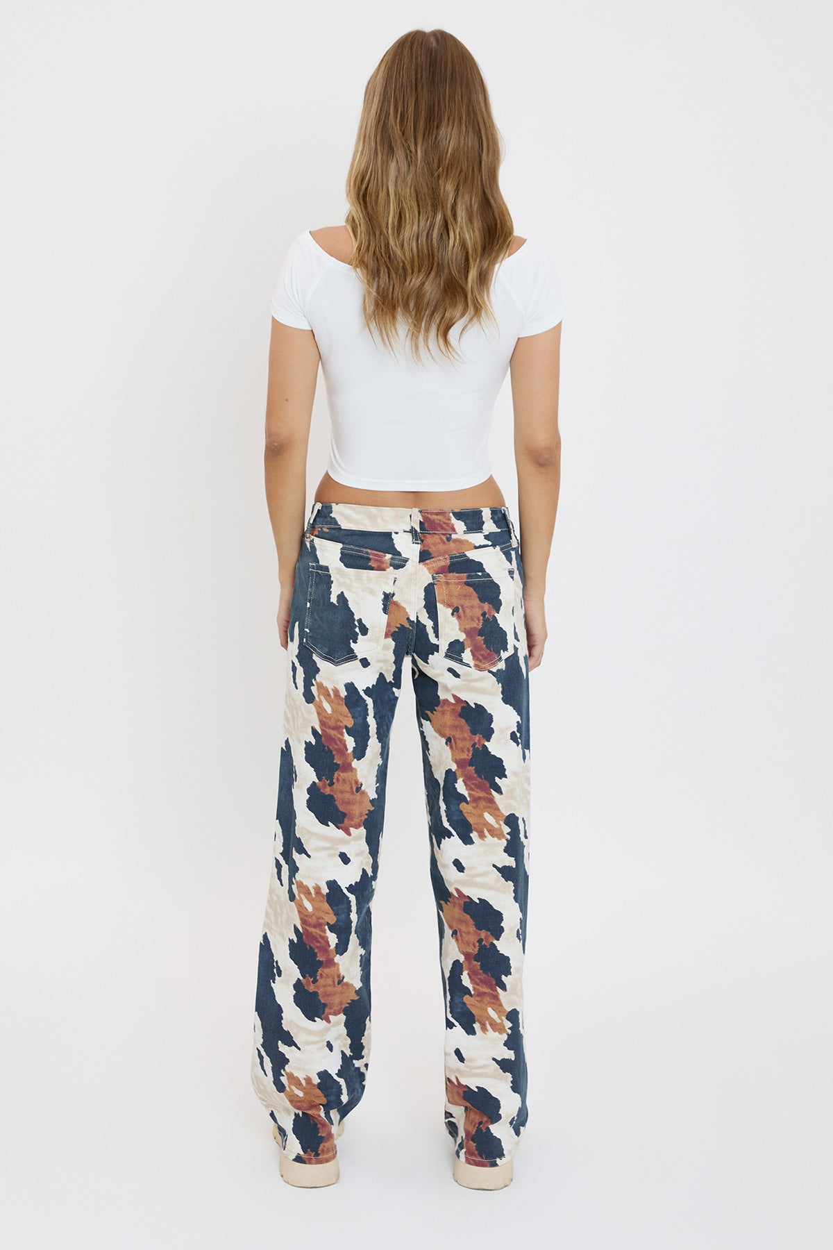 Women's Britney Printed Low Rise Wide Leg Jeans