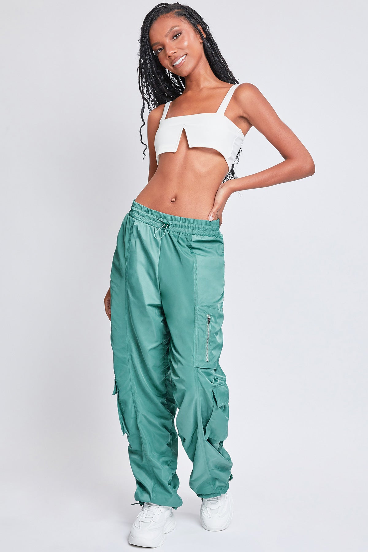 Women's  Rouched Nylon Cargo Joggers