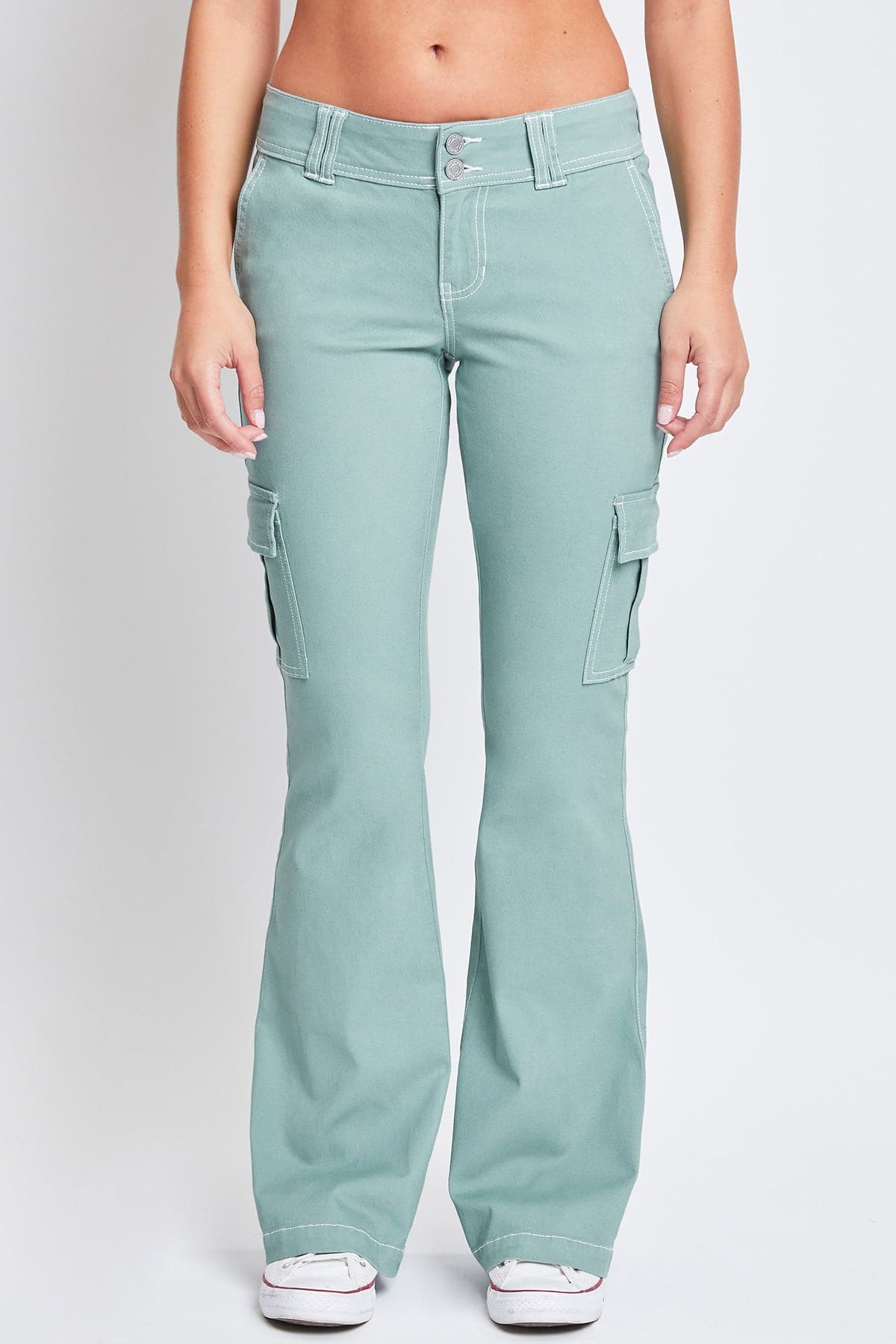 Women's 2 Button Low Rise Cargo Flare Pants