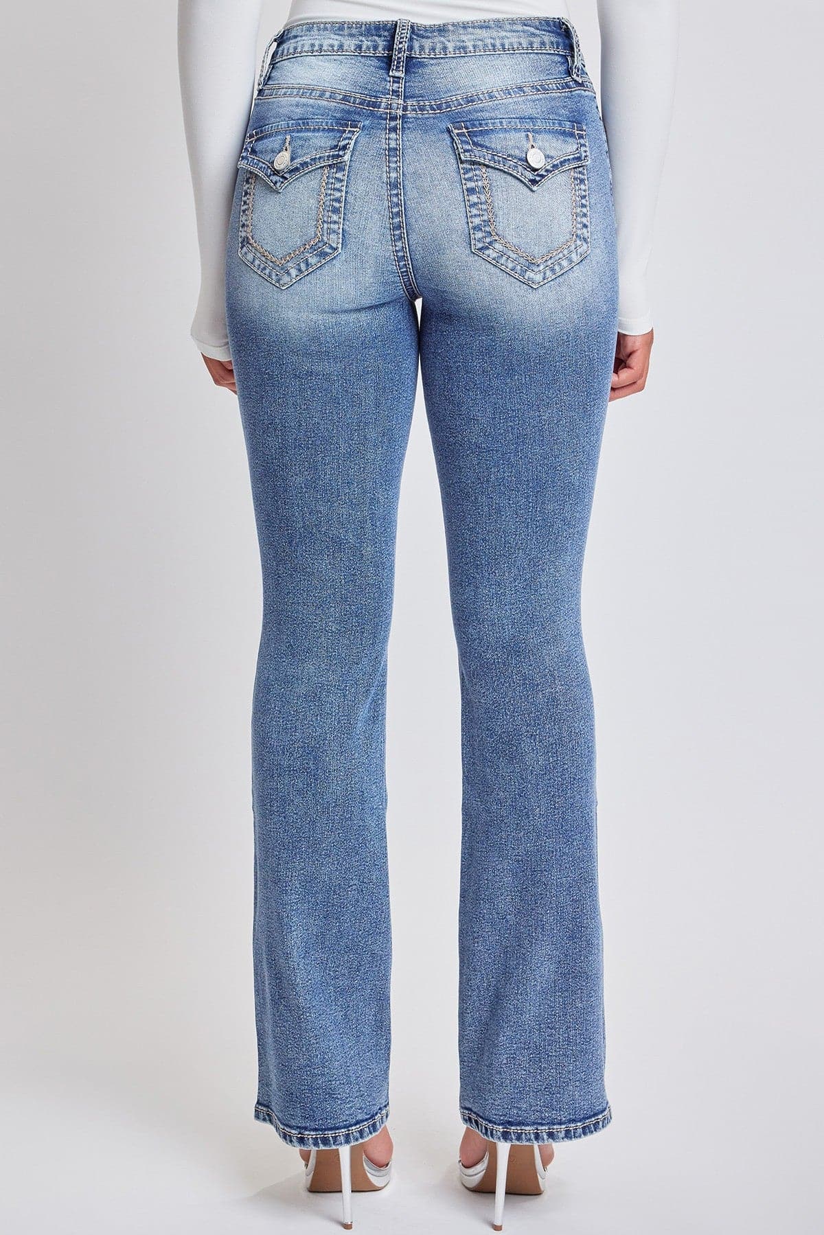 Women's Heavy Stitch Bootcut Jeans with Embroidered Pockets