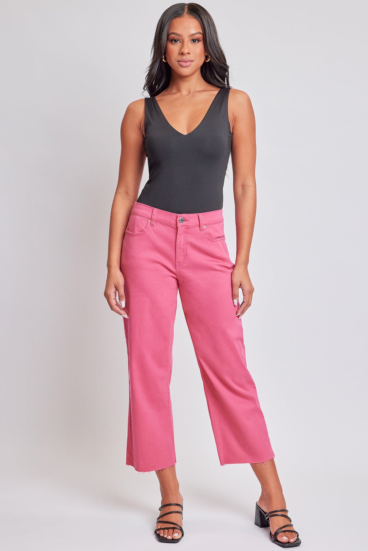 Women's High Rise Cropped Trouser Jeans Wide Leg Fit