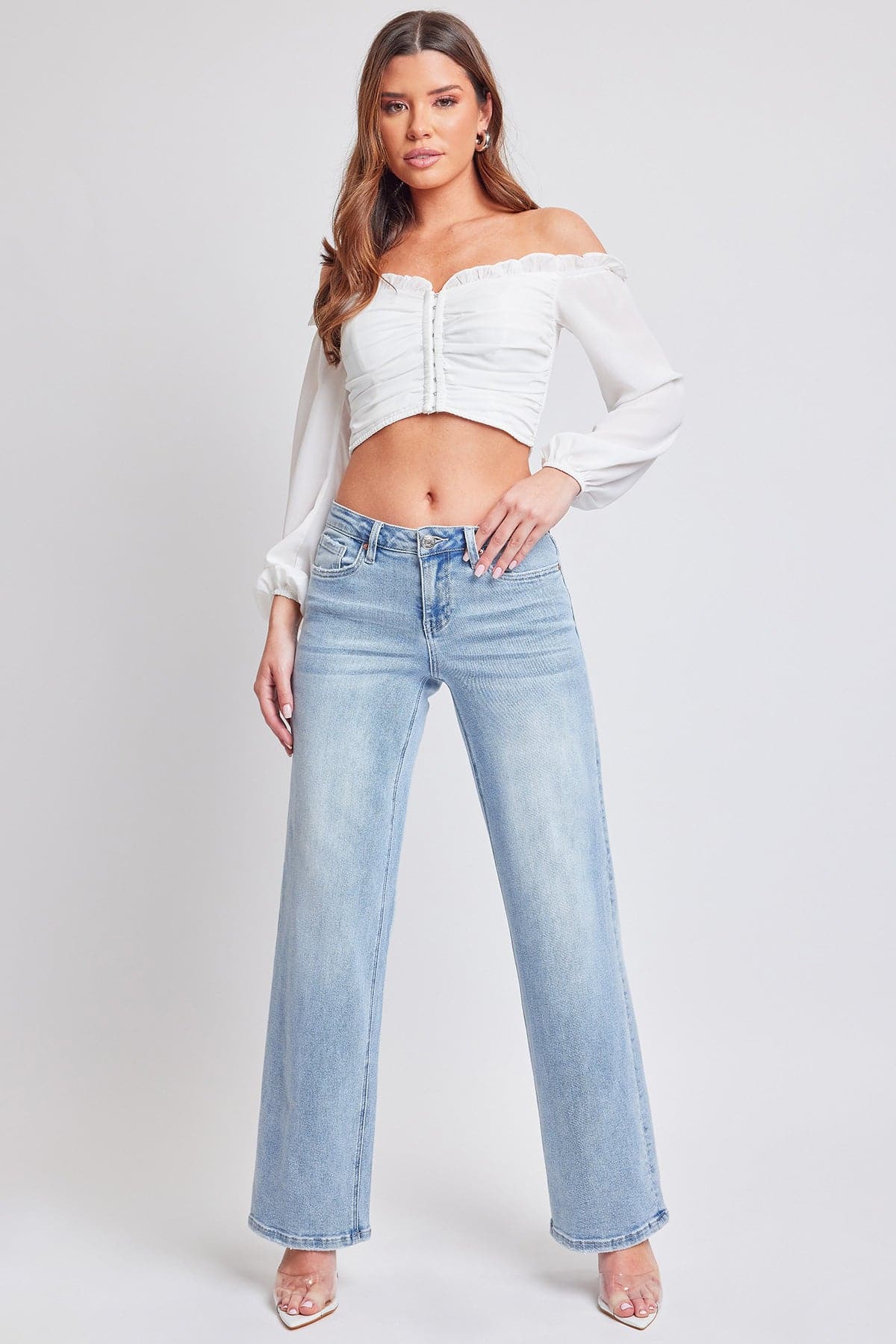 Women's Mid Rise Wide Leg Jeans