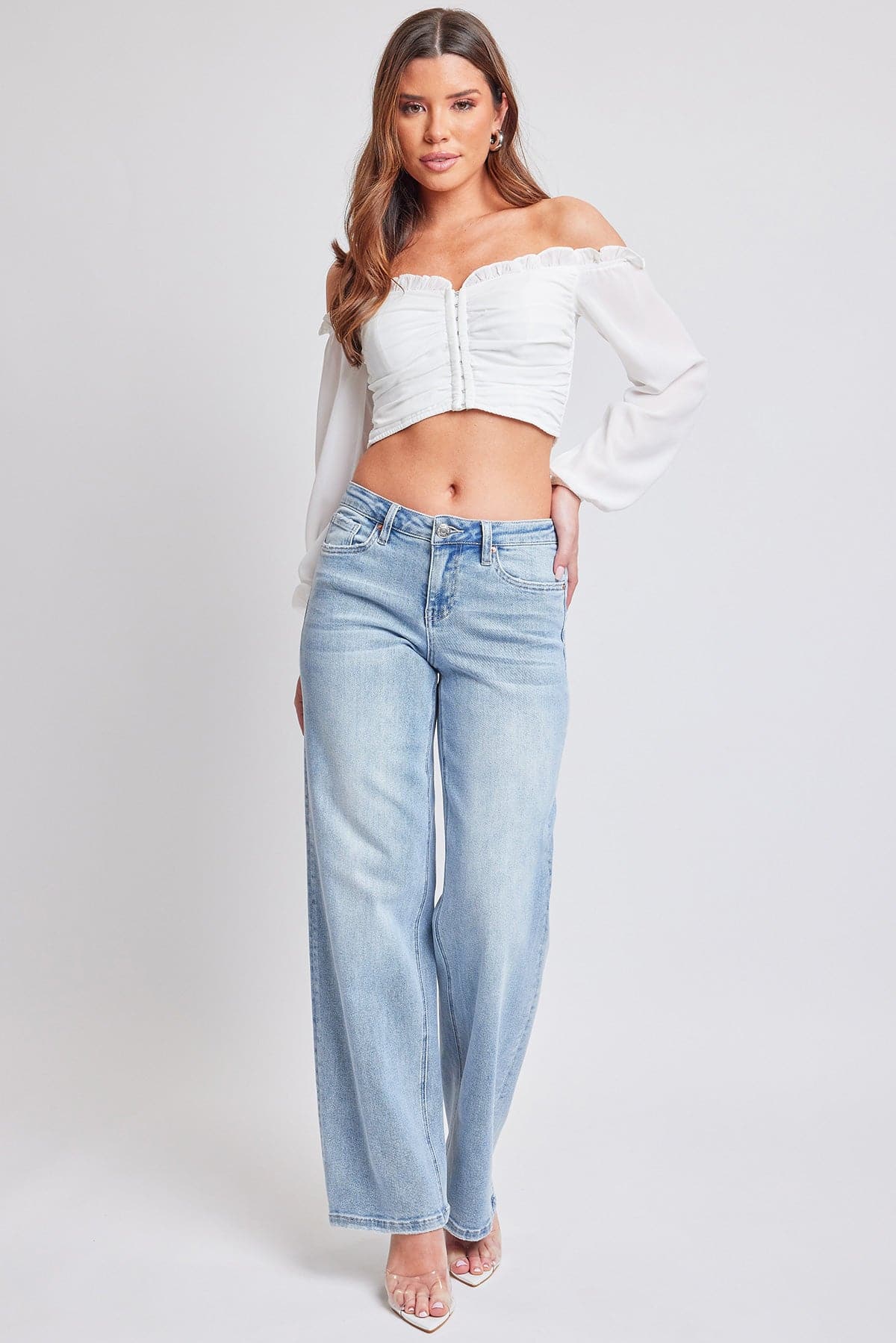 Women's Mid Rise Wide Leg Jeans