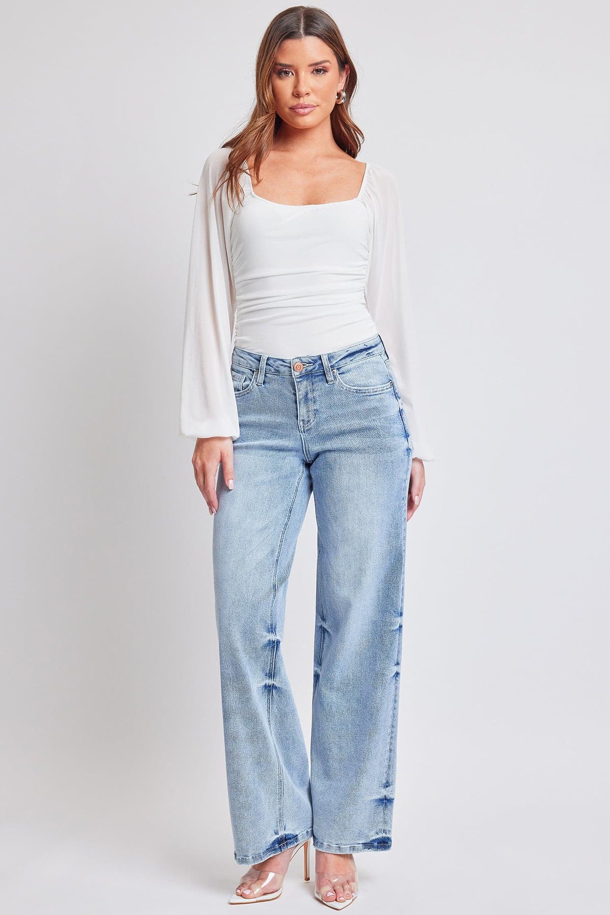 Women's Mid Rise Wide Leg Jeans