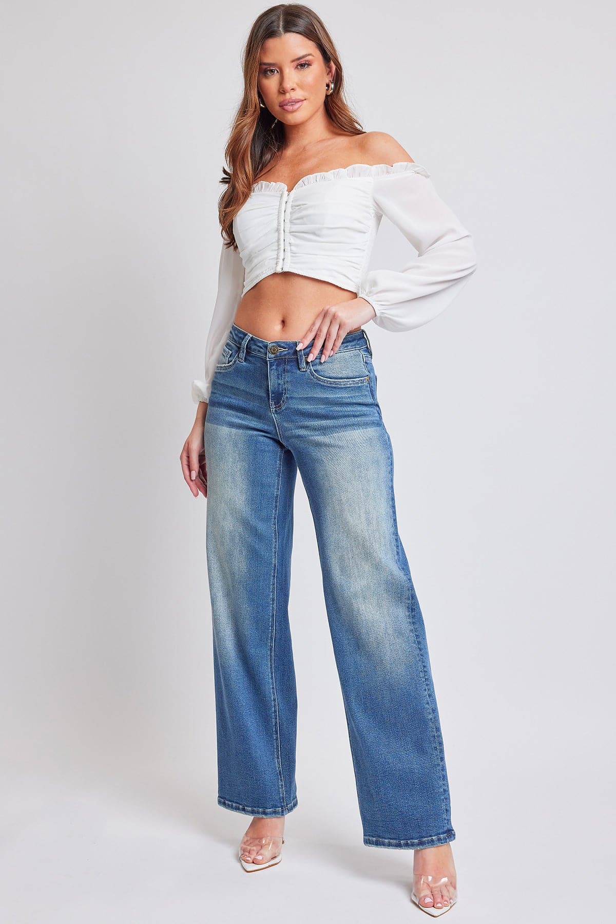 Women's Mid Rise Wide Leg Jeans