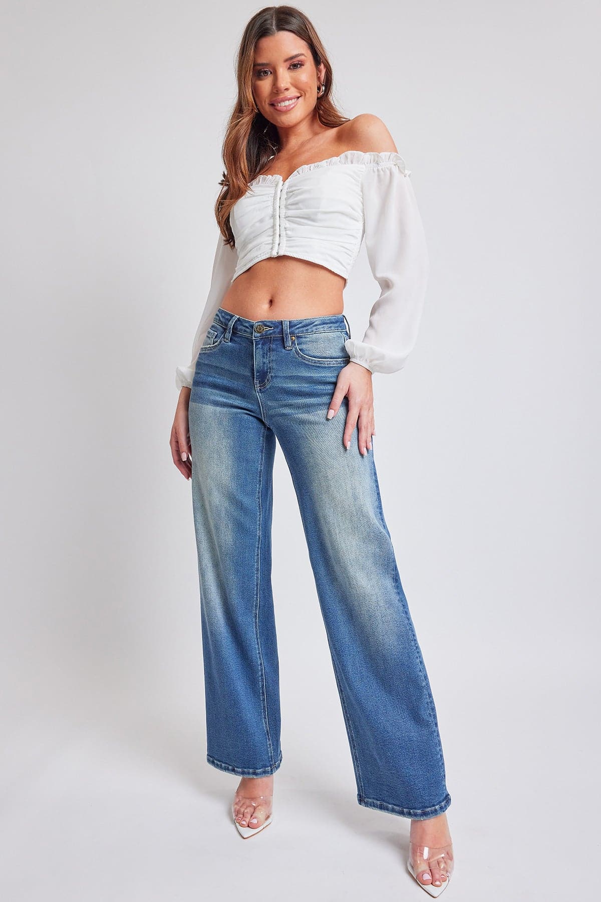 Women's Mid Rise Wide Leg Jeans