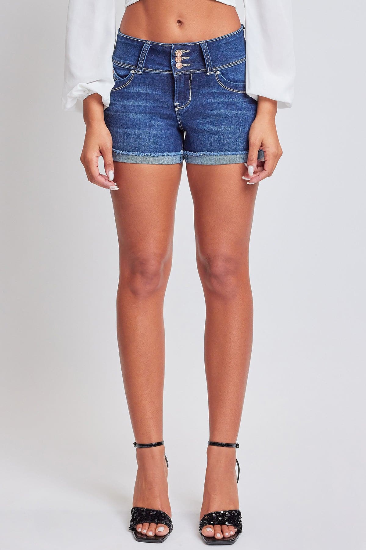 Women's WannaBettaButt 3 Button Cuffed Denim Shorts