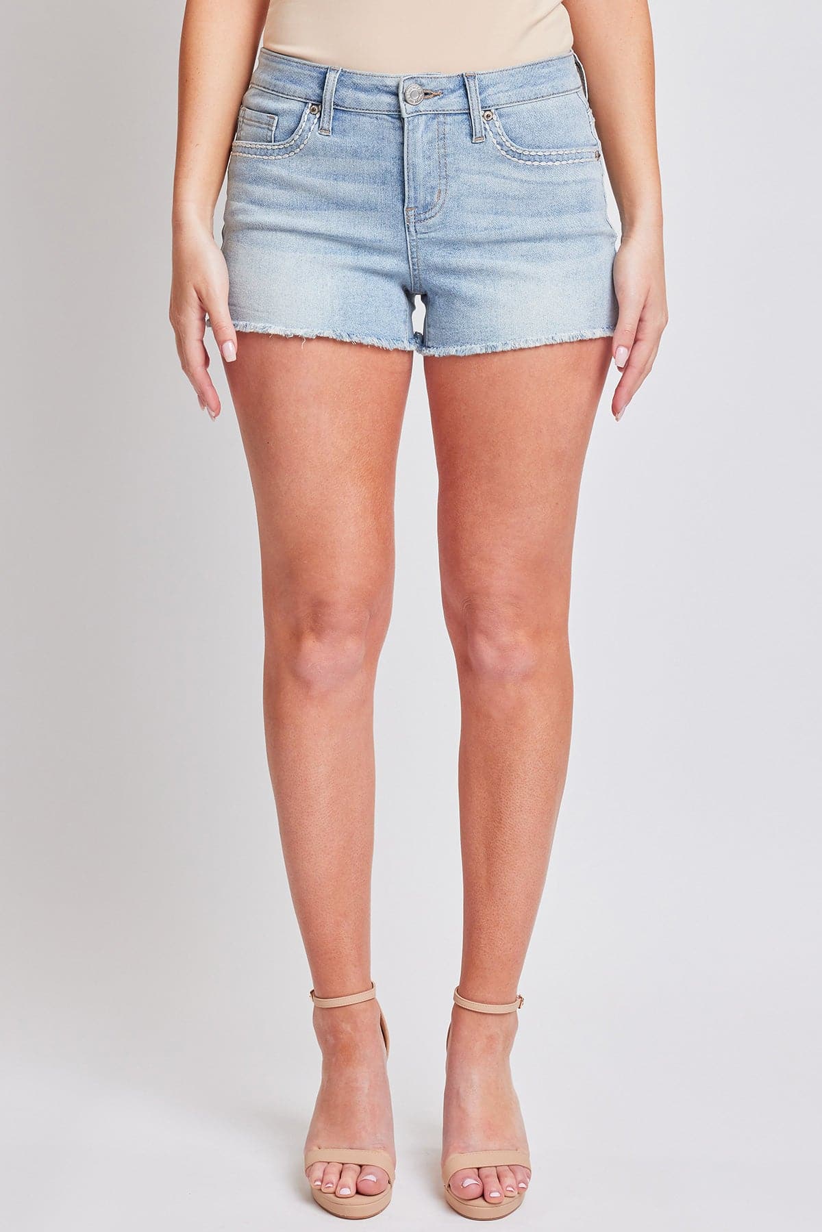 Women's Heavy Stitch Embroidered Frayed Shorts