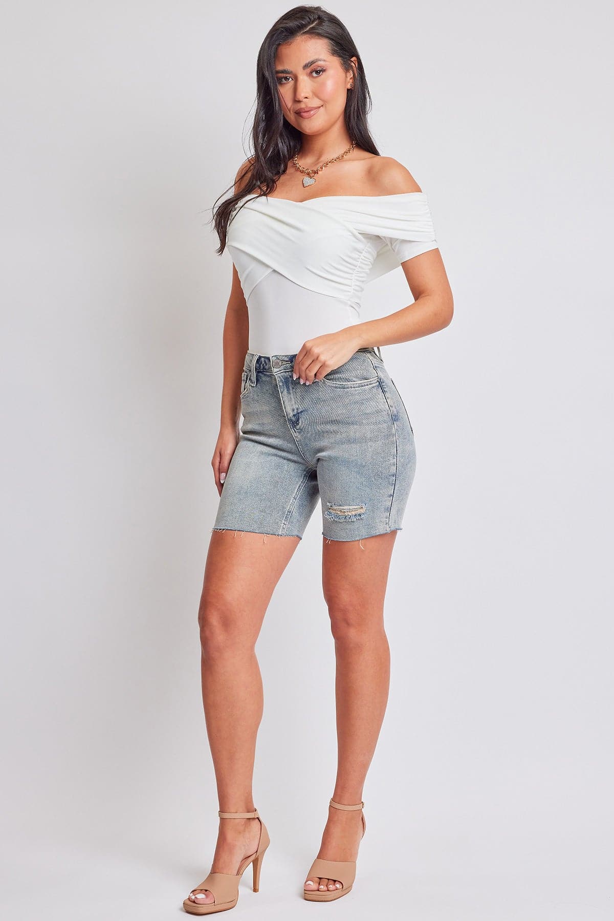 Women's High Rise Long Short Denim