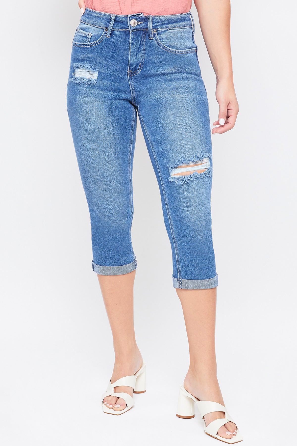 Women´s Vintage High Rise Rolled Cuff Capri Jean