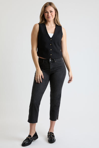 Women's High Rise Straight Leg Jeans with Tummy Control
