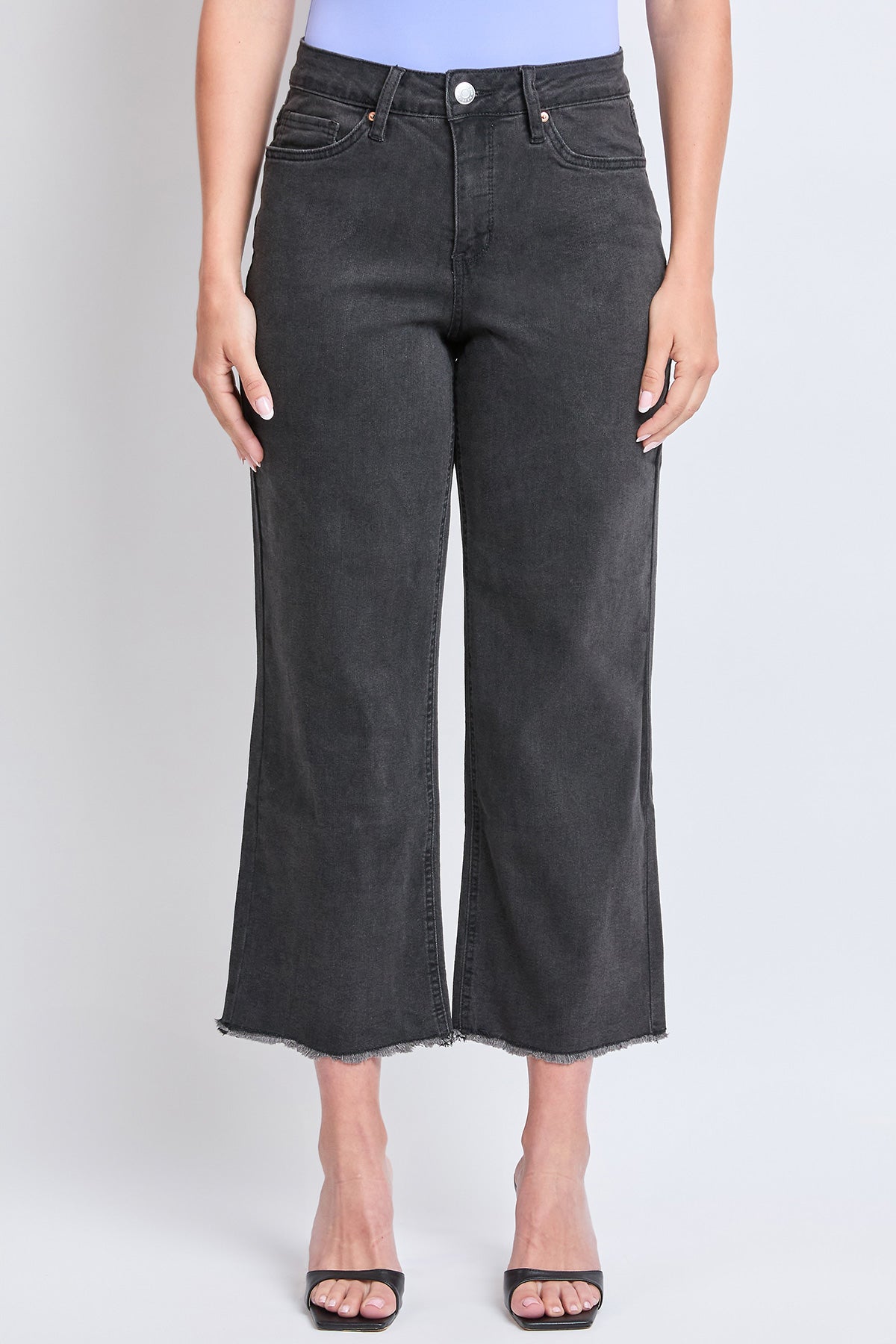 Women's High Rise Wide Leg Crop Raw Hem Jean