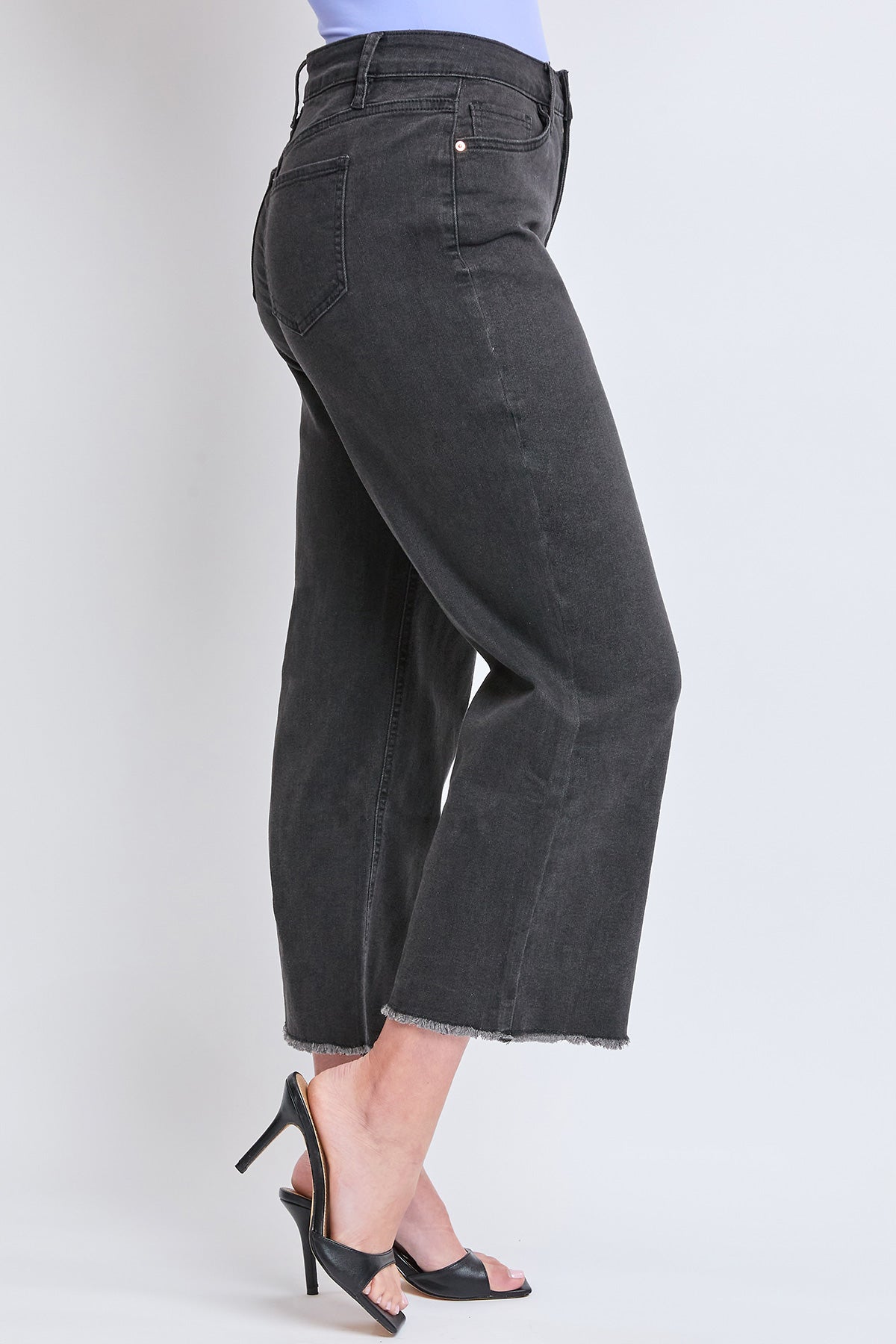 Women's High Rise Wide Leg Crop Raw Hem Jean