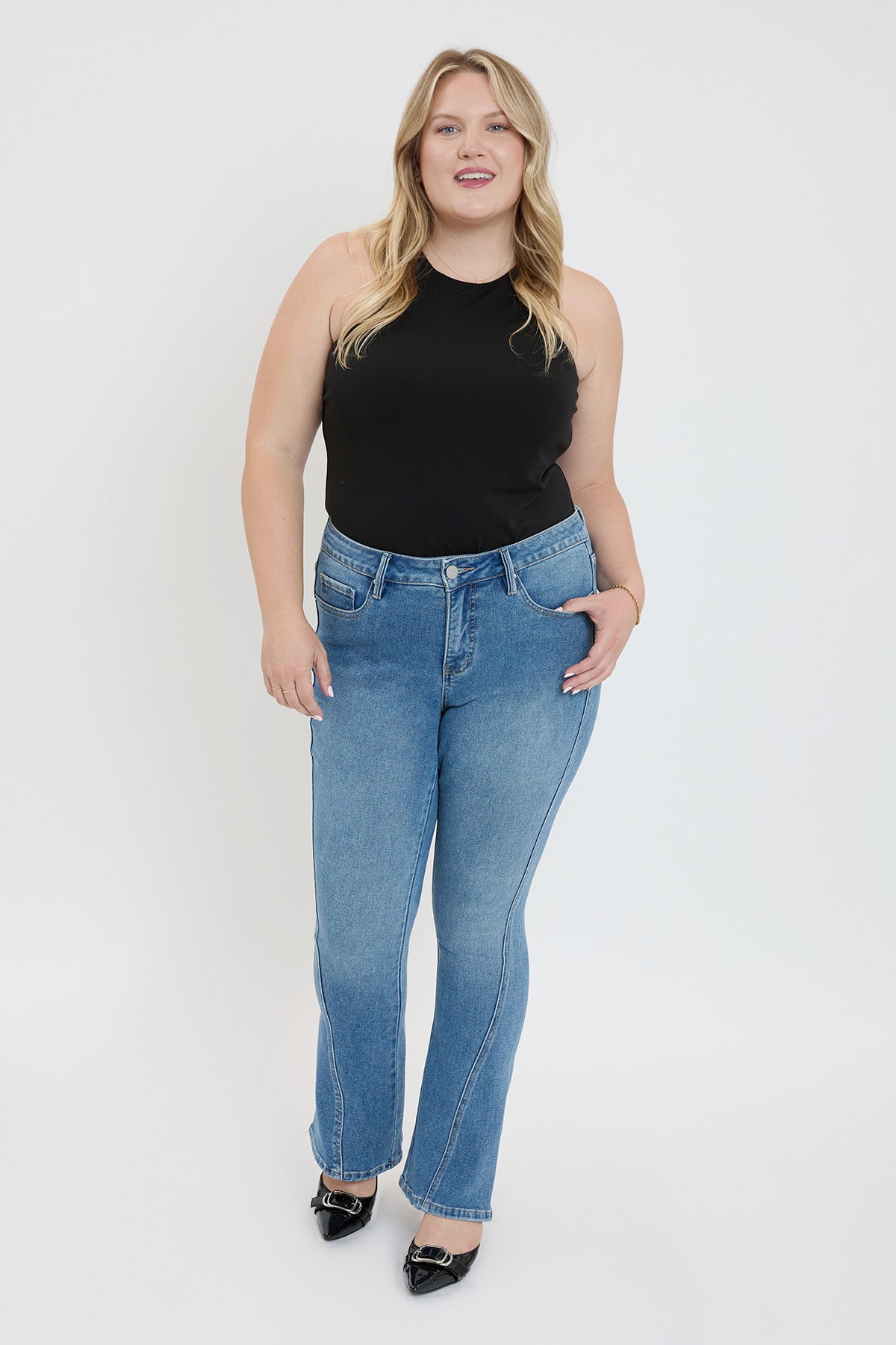 Women's Plus Curve Seam Flare Jeans