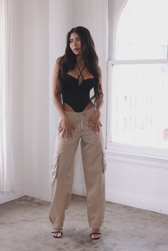 Women's Nylon Cargo Jogger With Zippers