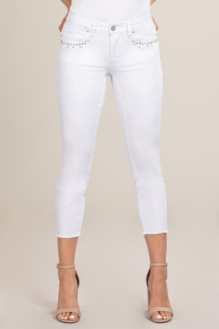 Women Petite Ankle Jean With Frayed Hem Pp763673