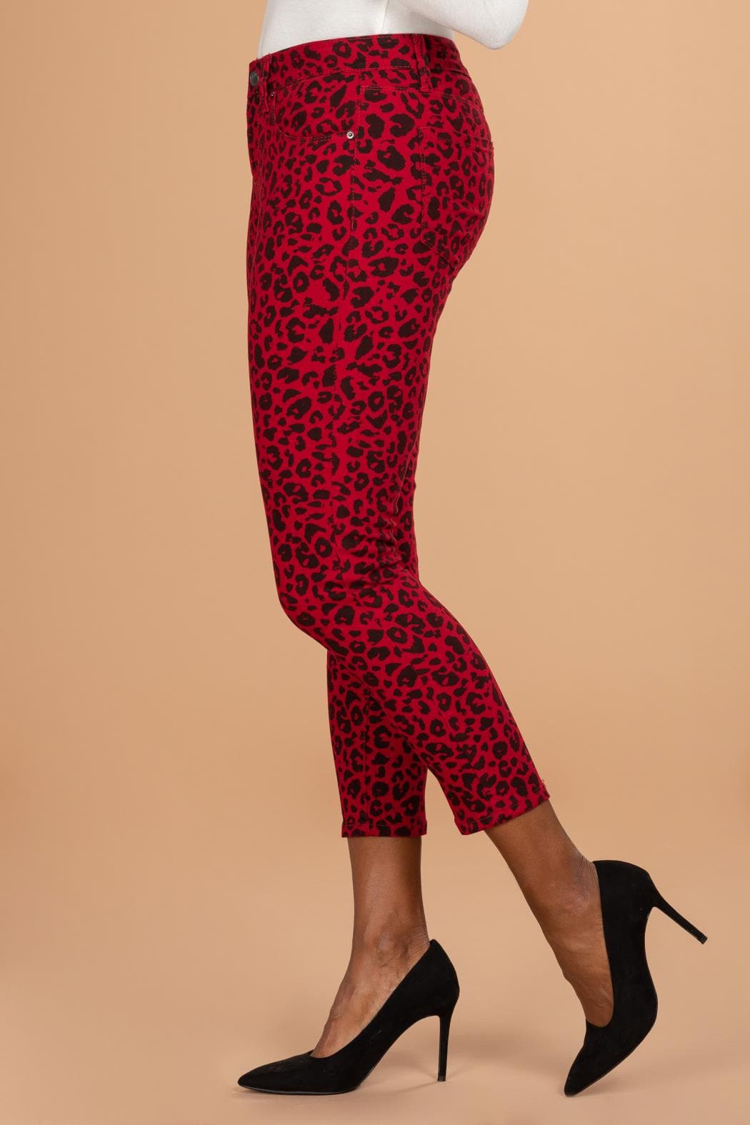 Women Mid Rise Animal Print Ankle Jean Wp9327