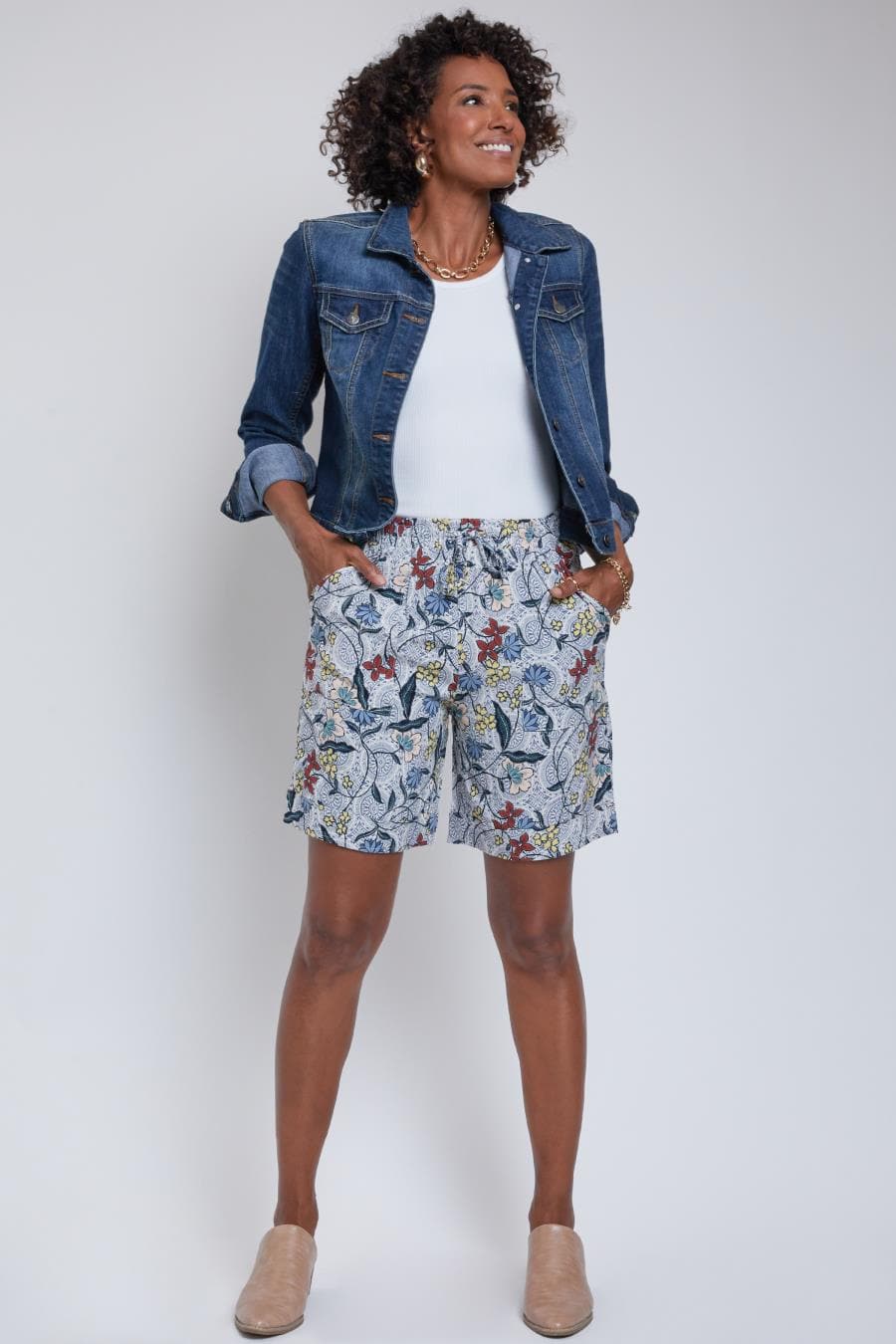 Women Double Cuff Shorts With Pork Chop Pockets Ws2626R1