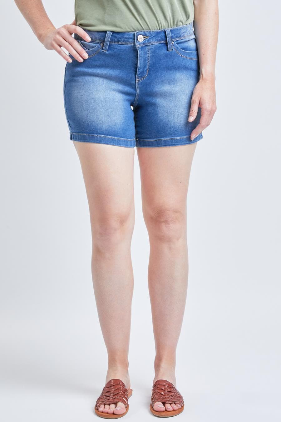 Women Wannabettabutt Side Slit Hem Denim Shorts Ws253042