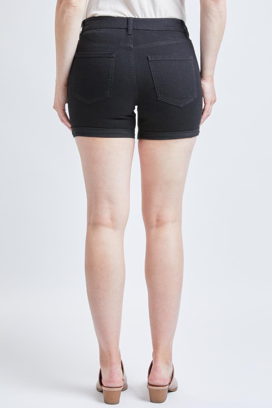 Women Curvy High Rise Cuffed Shorts Ws253141