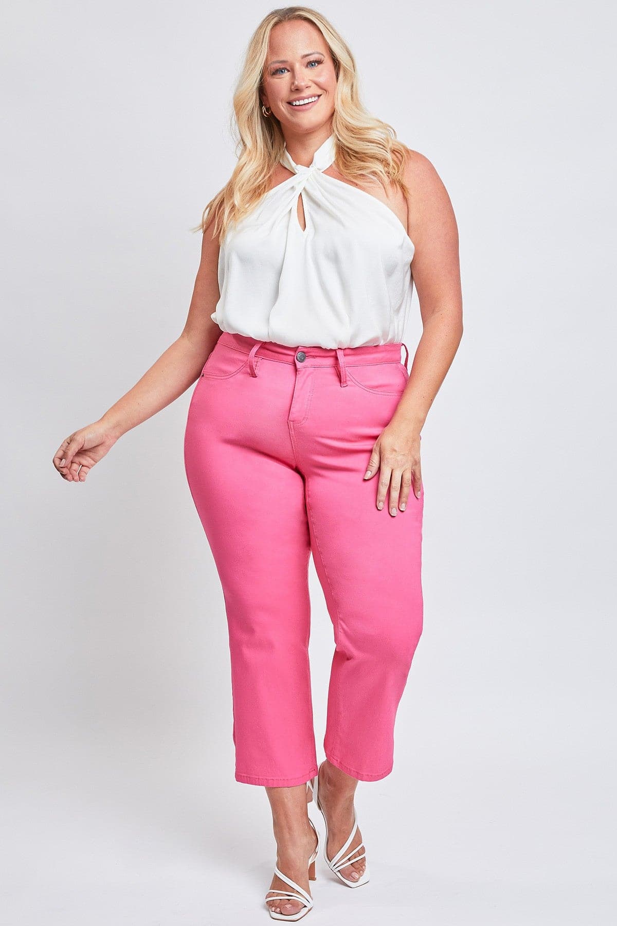 Women's Plus Size Hyperstretch High Rise Cropped Wide Leg Flood Pants