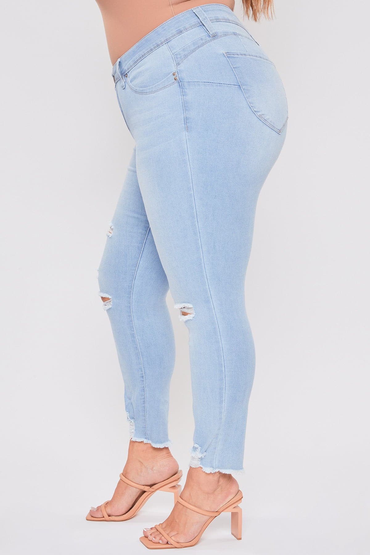 Plus Size Women's WannaBettaButt Distressed Denim Ankle Jeans-Sale