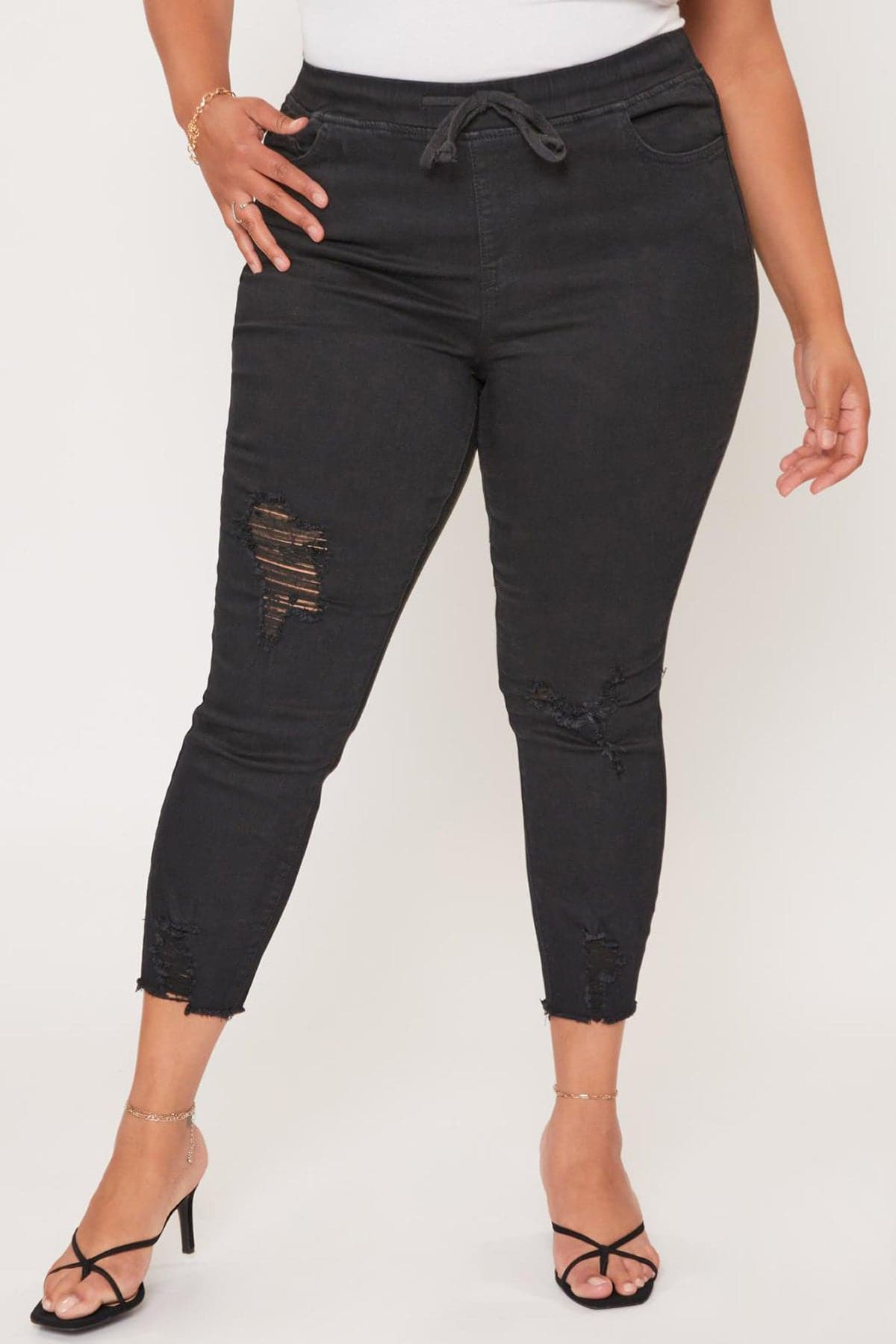 Junior Plus Size High Rise Denim Ankle Jogger Ep961124