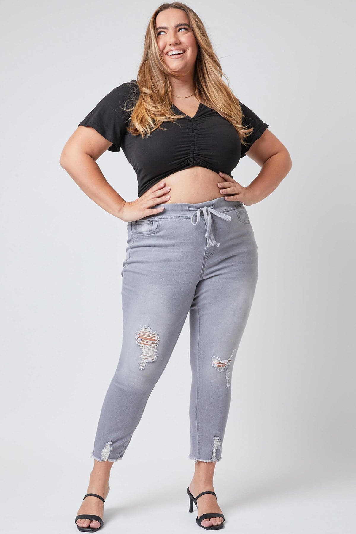 Junior Plus Size High Rise Denim Ankle Jogger Ep961124