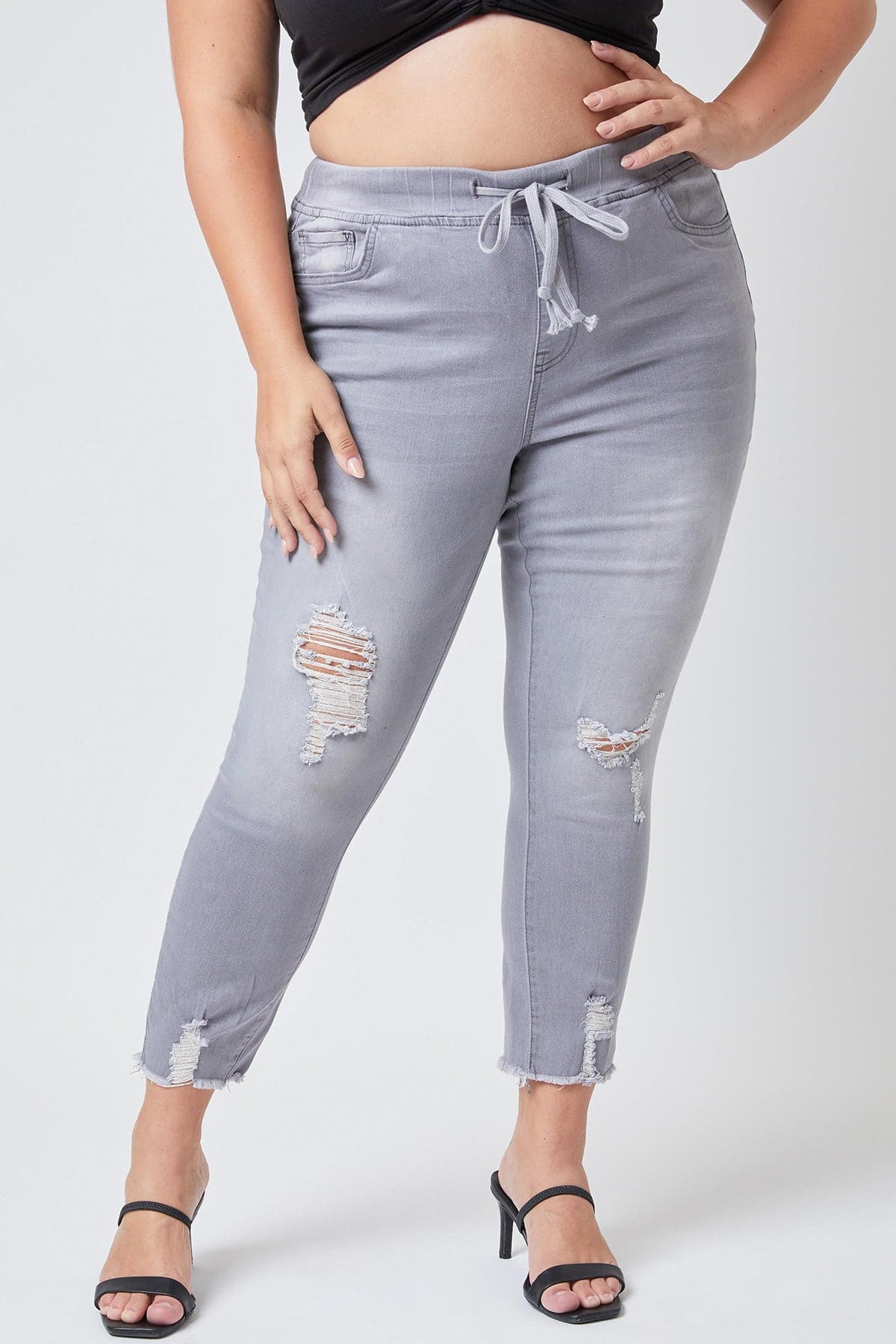 Junior Plus Size High Rise Denim Ankle Jogger Ep961124