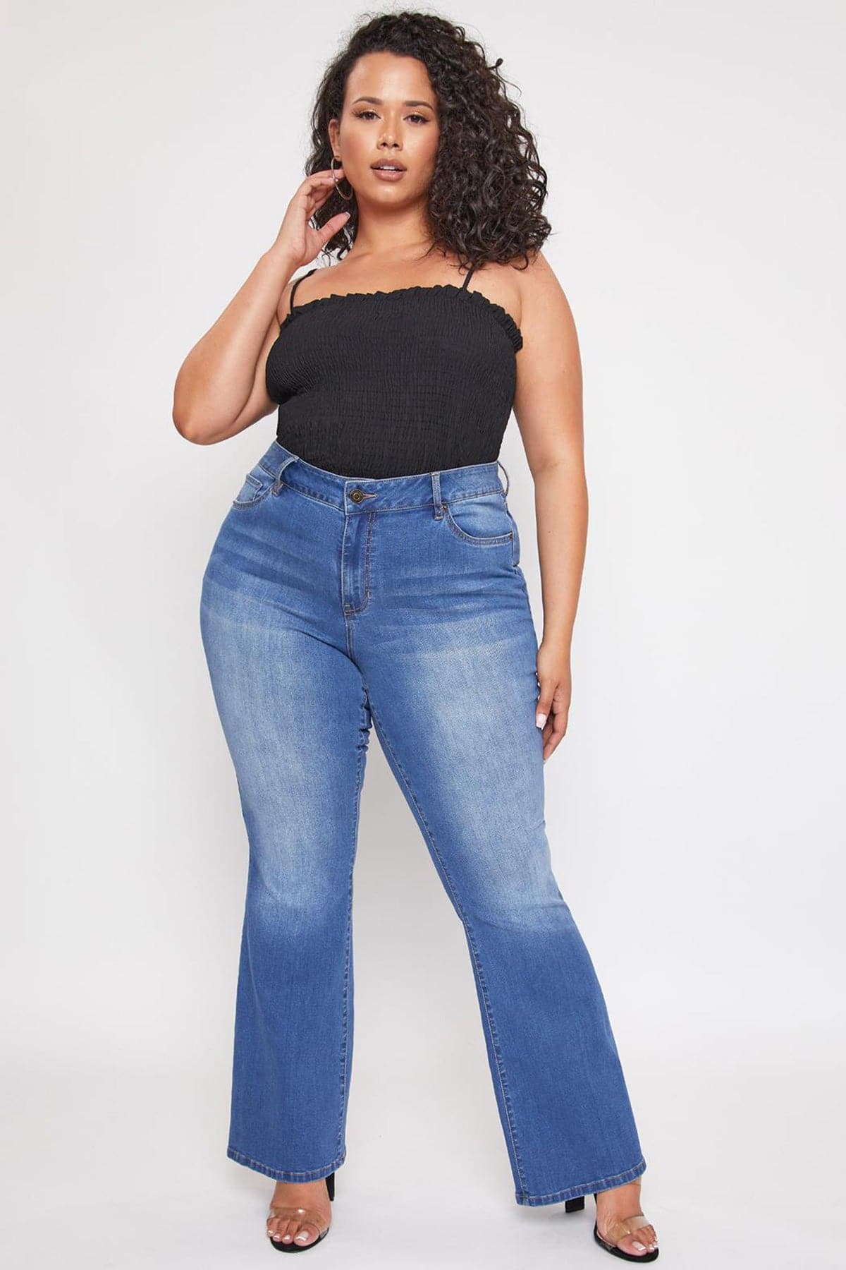 Junior Plus Size Basic Flare Jean Ep998441