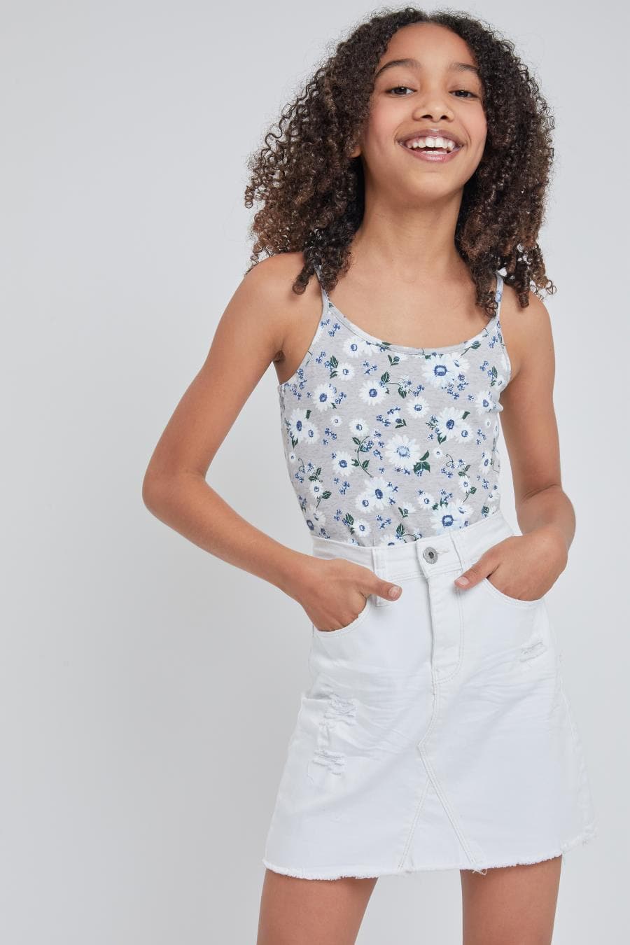 Girls Denim Skirt With Front Seam Detail And Destruction Gk45950