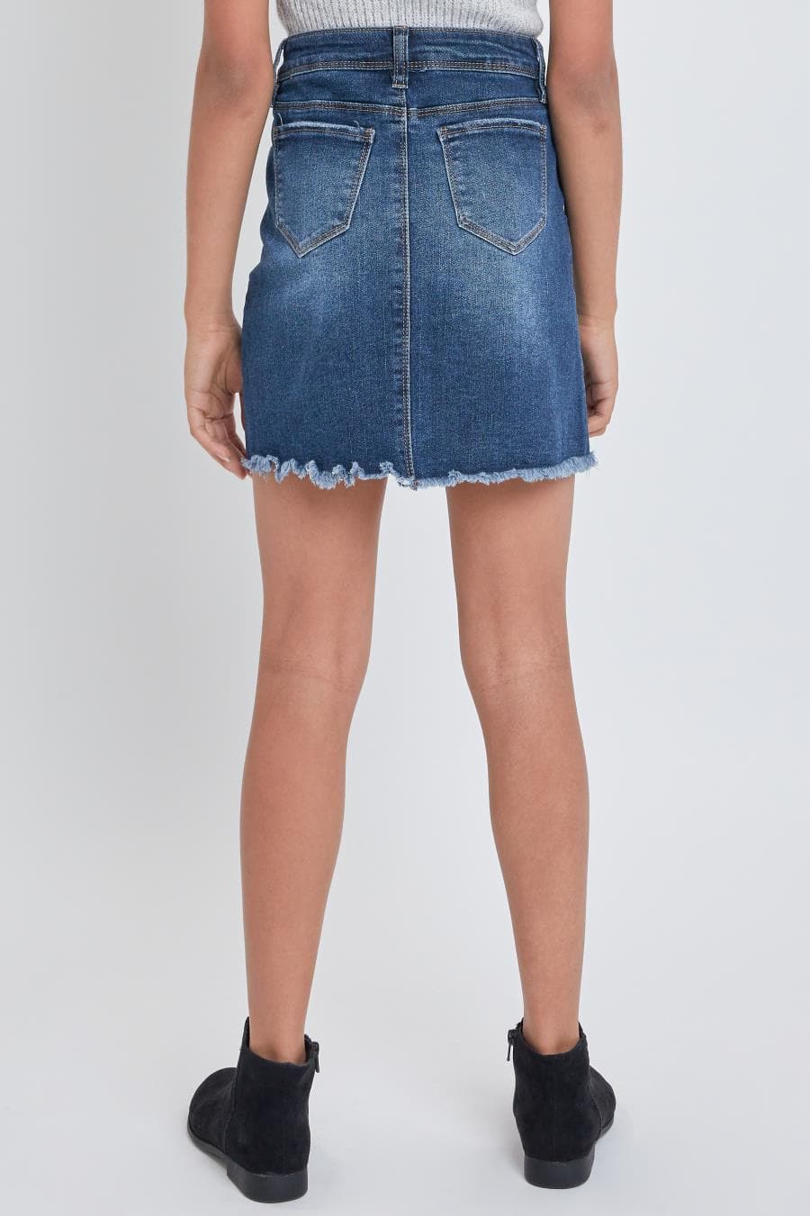 Girls Denim Skirt With Front Seam Detail And Destruction Gk45950