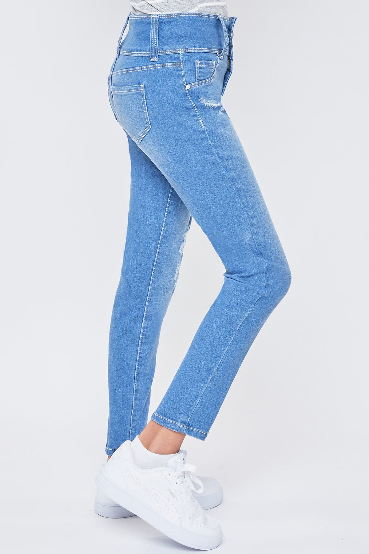 Girls 3 Button Essential Skinny Jeans With Faux Front Pockets