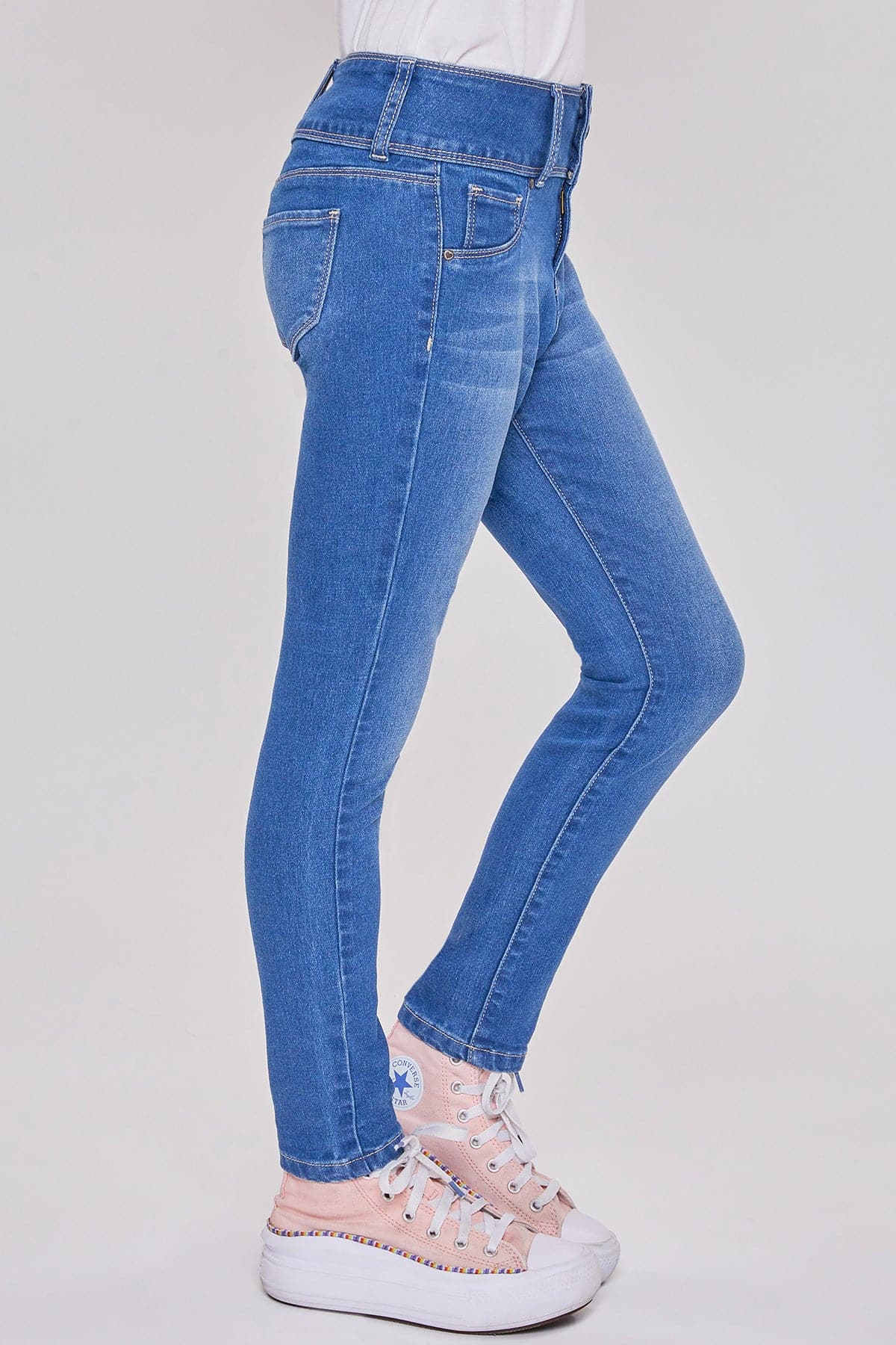 Girls 3 Button Essential Skinny Jeans With Faux Front Pockets