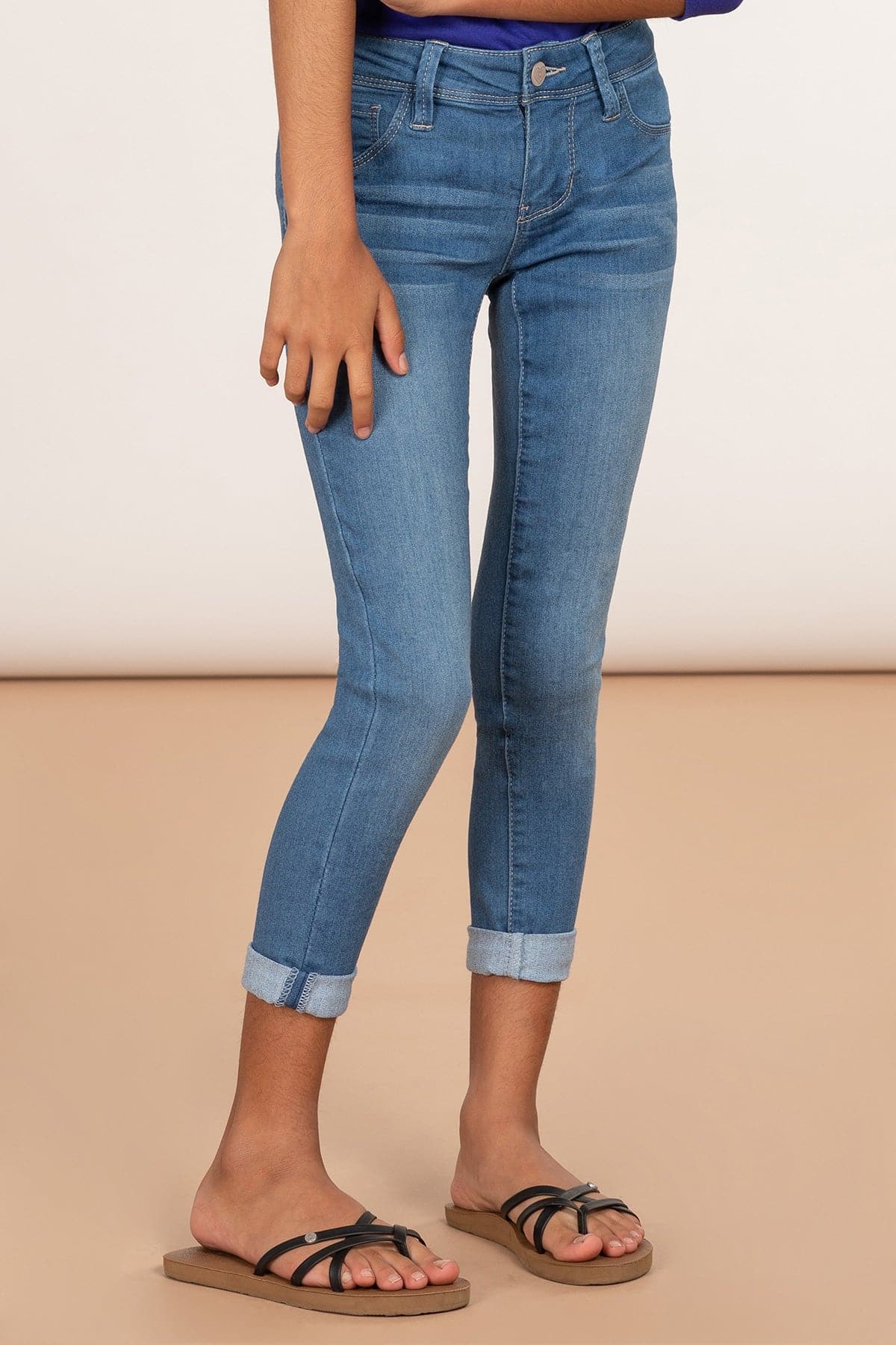 Girls Optional Cuff Denim Skinny Jean Gp235102