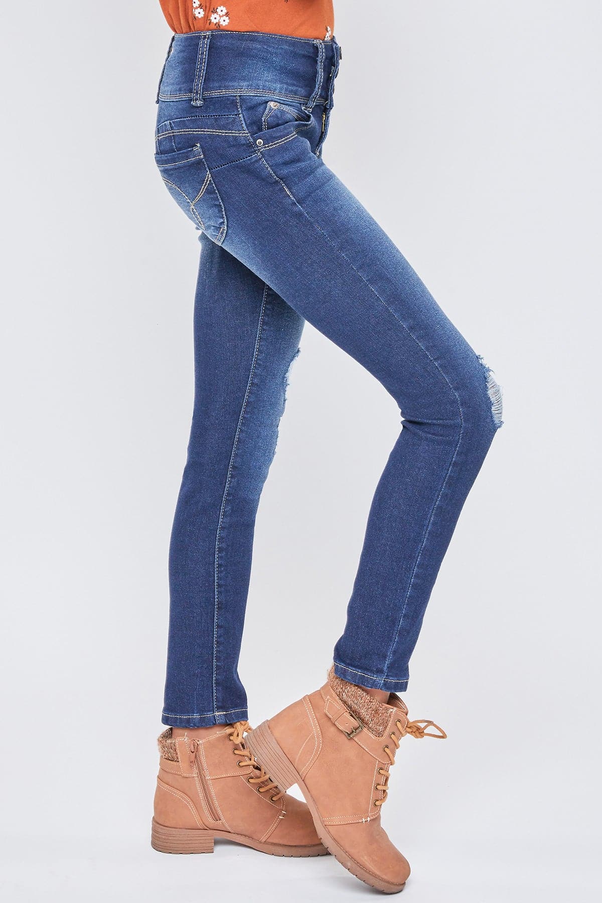 Girls WannaBettaFit 3-Button Clean Hem Skinny