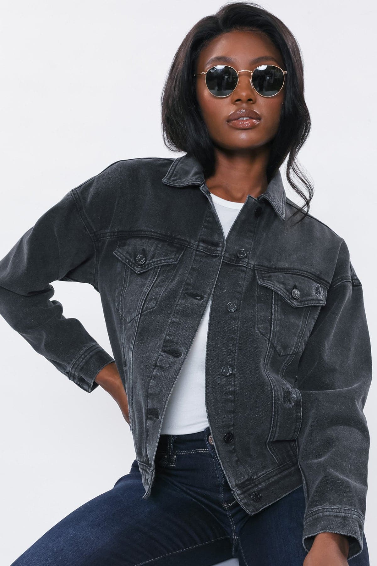 Junior Oversized Boyfriend Denim Jacket J105076