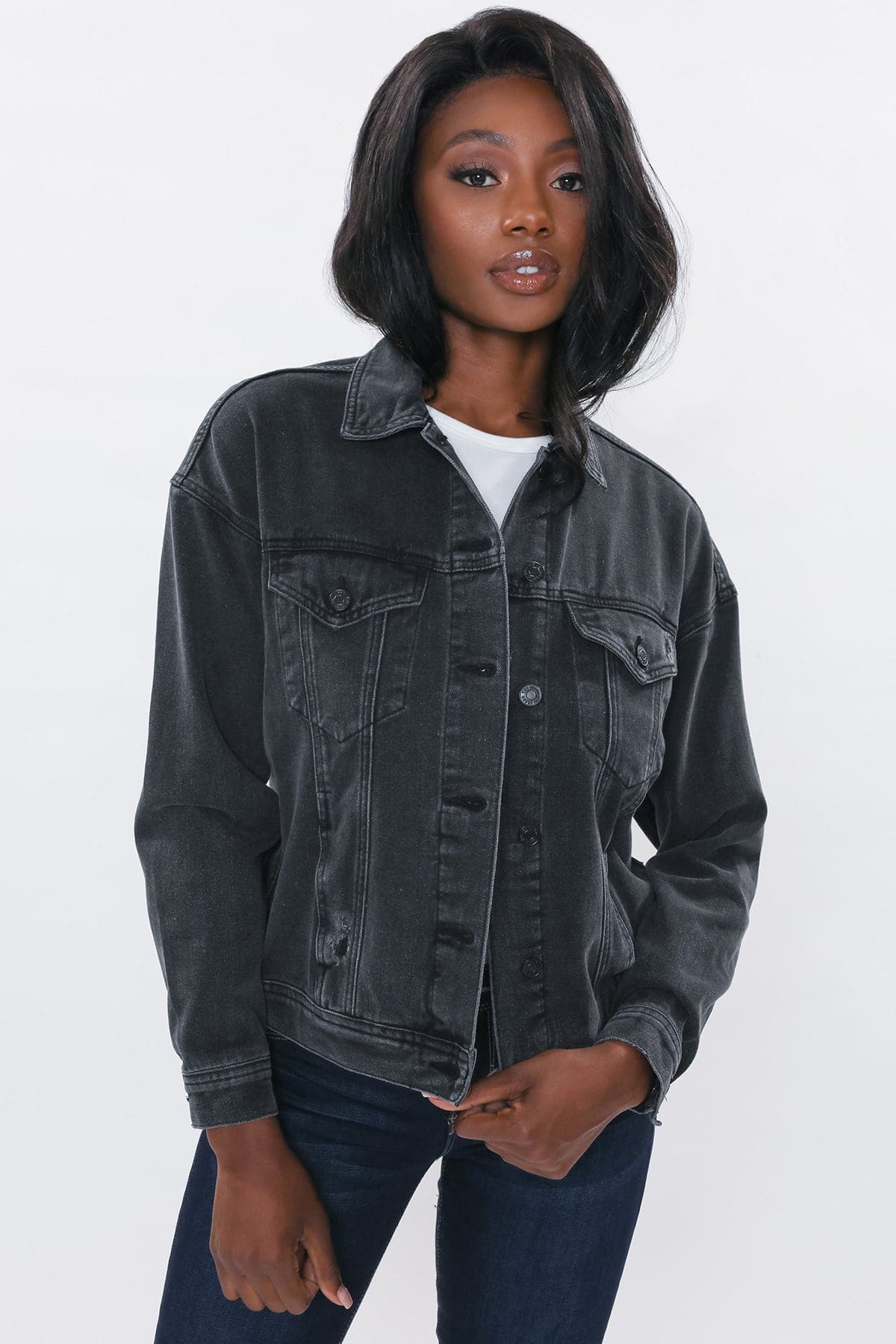 Junior Oversized Boyfriend Denim Jacket J105076